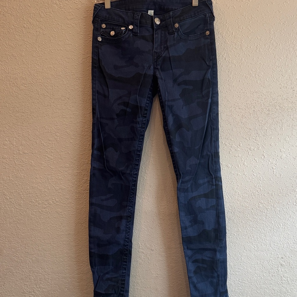 Lucky Brand Women's Dark Blue Camouflage Skinny Jeans